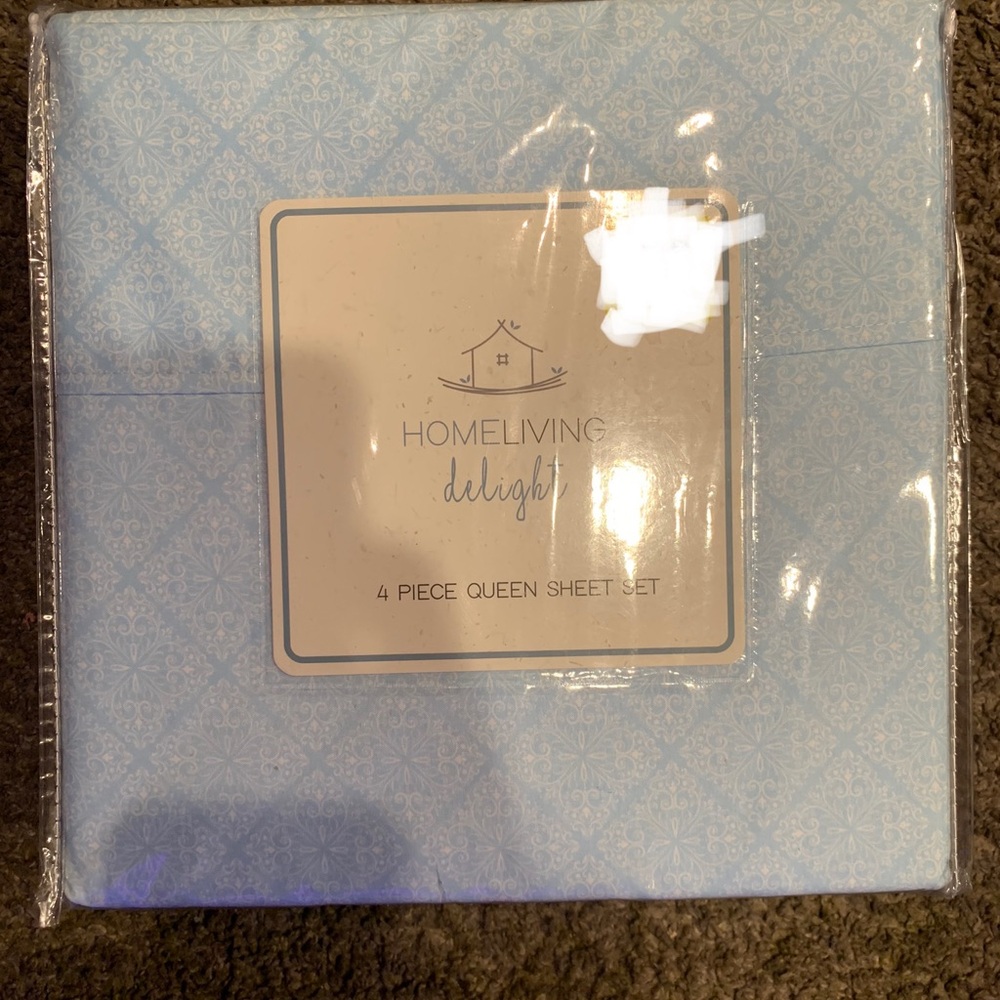 HomeLiving Delight Blue Queen Sheet Set